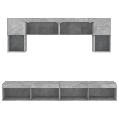 vidaXL 6 Piece TV Wall Units with LED Concrete Grey Engineered Wood