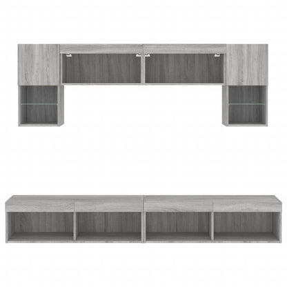 vidaXL 6 Piece TV Wall Units with LED Grey Sonoma Engineered Wood