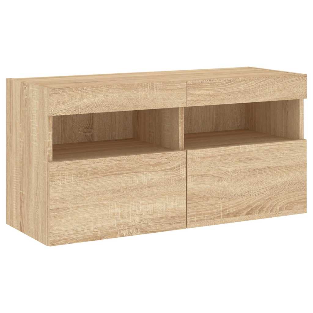 vidaXL 4 Piece TV Wall Units with LED Sonoma Oak Engineered Wood