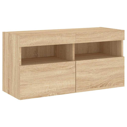 vidaXL 4 Piece TV Wall Units with LED Sonoma Oak Engineered Wood