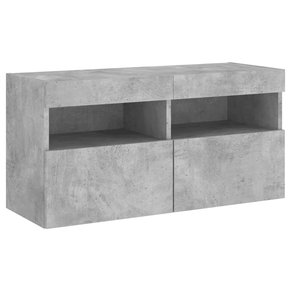 vidaXL 4 Piece TV Wall Units with LED Concrete Grey Engineered Wood
