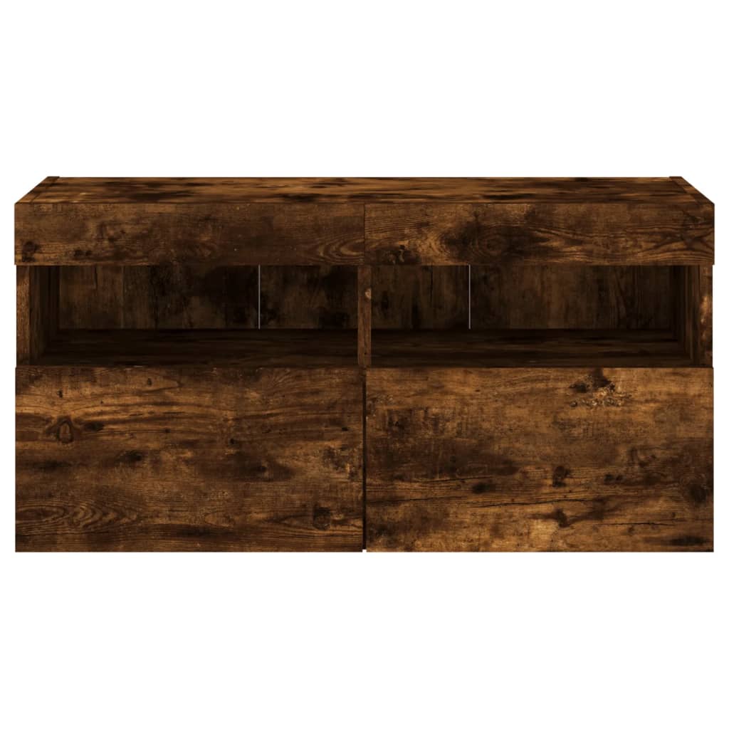 vidaXL 4 Piece TV Wall Units with LED Smoked Oak Engineered Wood