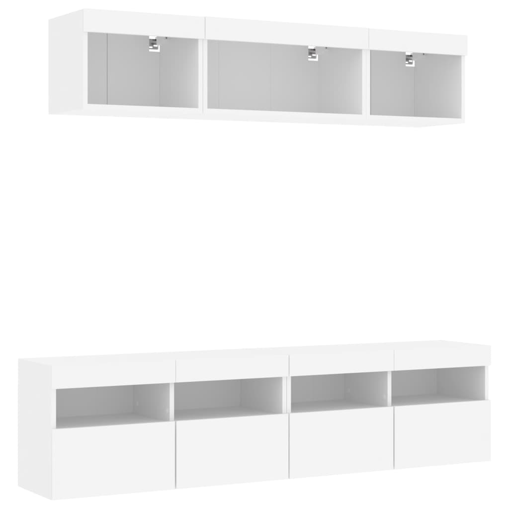 vidaXL 5 Piece TV Wall Units with LED White Engineered Wood