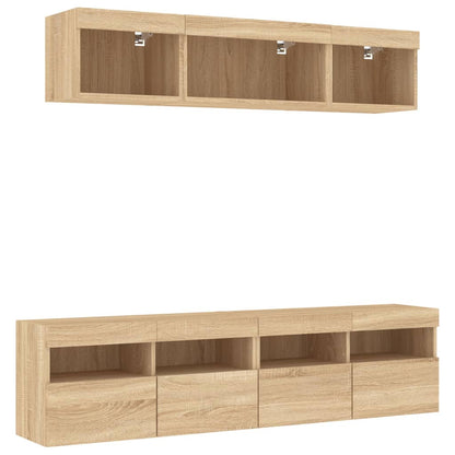 vidaXL 5 Piece TV Wall Units with LED Sonoma Oak Engineered Wood
