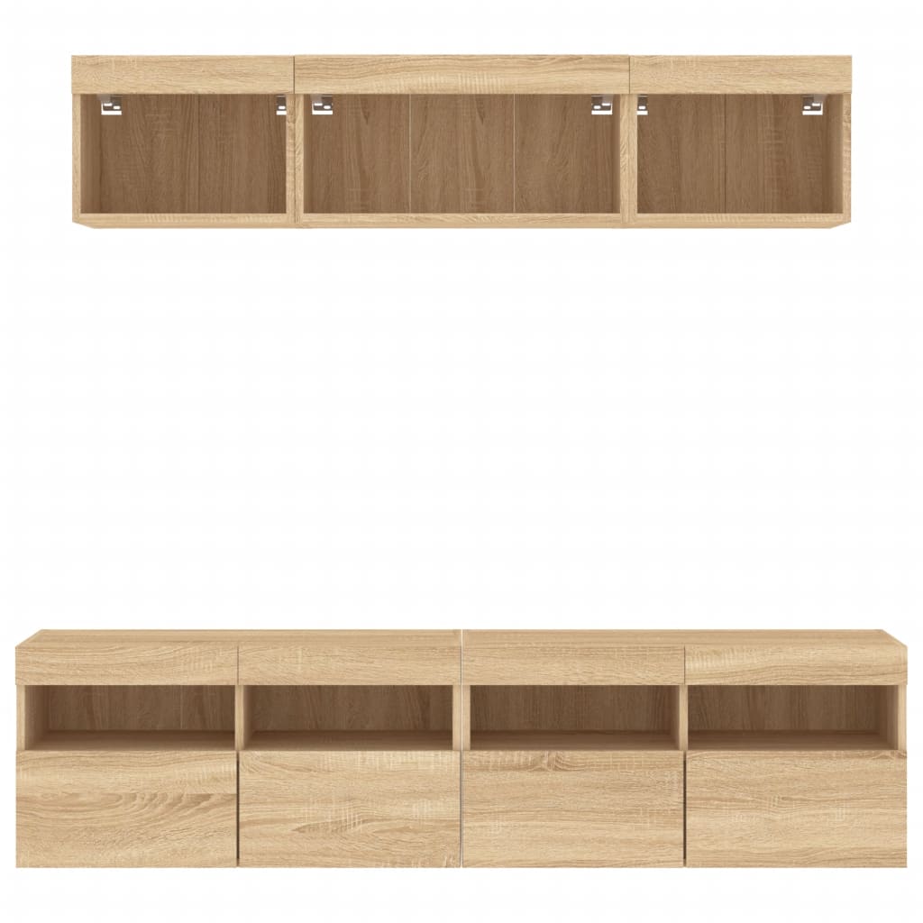 vidaXL 5 Piece TV Wall Units with LED Sonoma Oak Engineered Wood