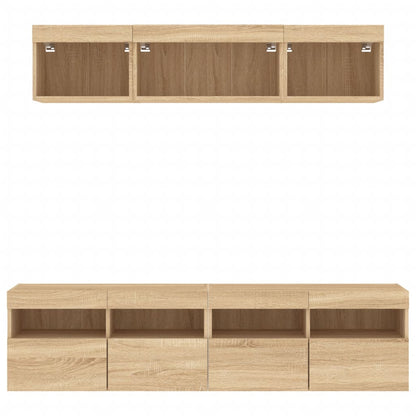vidaXL 5 Piece TV Wall Units with LED Sonoma Oak Engineered Wood