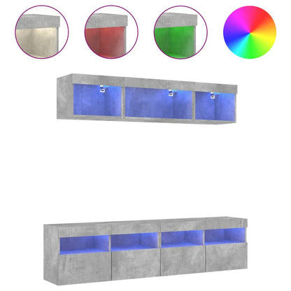 vidaXL 5 Piece TV Wall Units with LED Concrete Grey Engineered Wood