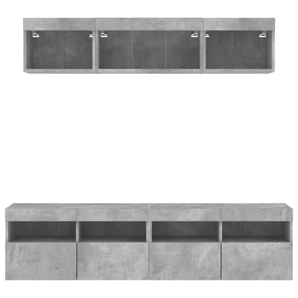 vidaXL 5 Piece TV Wall Units with LED Concrete Grey Engineered Wood