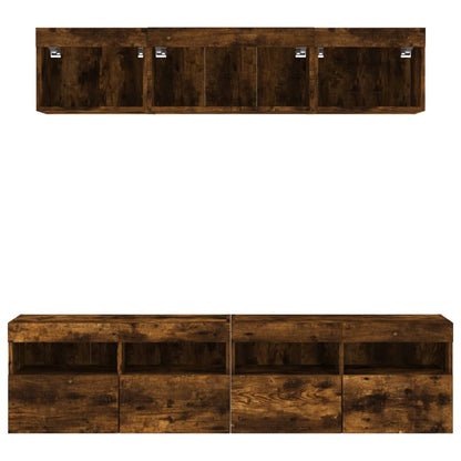 vidaXL 5 Piece TV Wall Units with LED Smoked Oak Engineered Wood