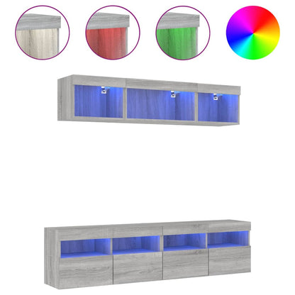 vidaXL 5 Piece TV Wall Units with LED Grey Sonoma Engineered Wood