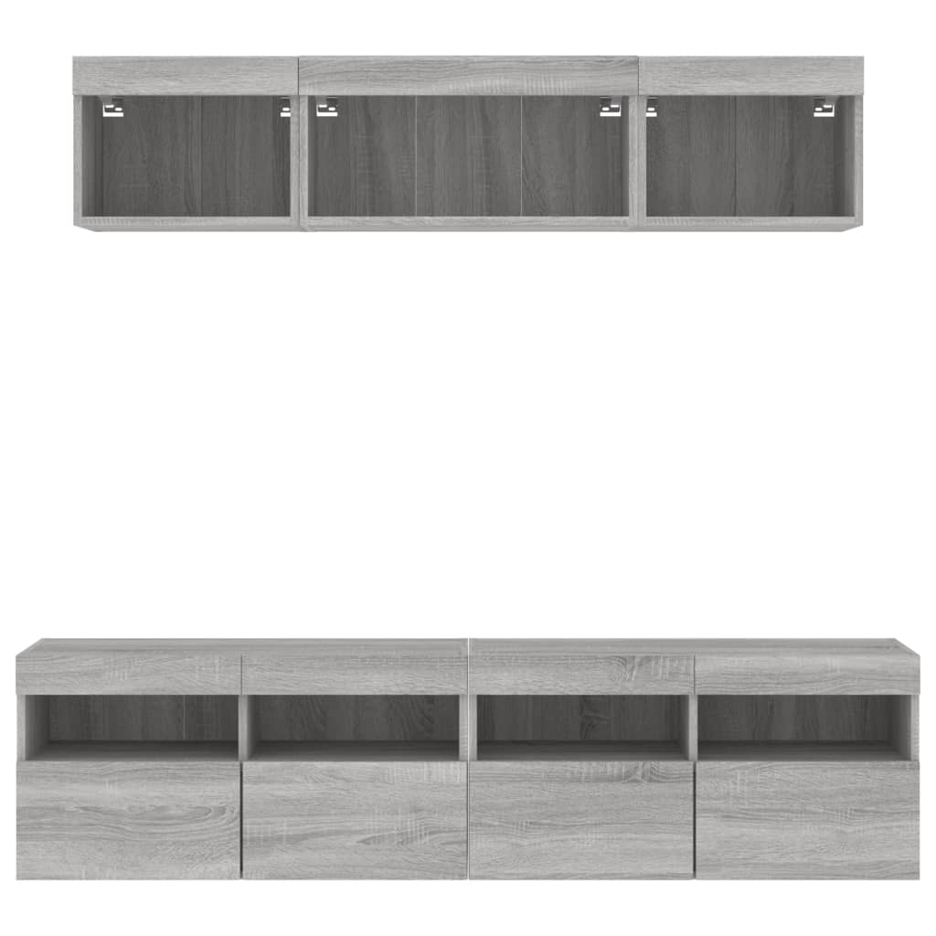 vidaXL 5 Piece TV Wall Units with LED Grey Sonoma Engineered Wood
