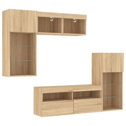 vidaXL 5 Piece TV Wall Units with LED Sonoma Oak Engineered Wood