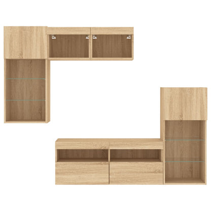 vidaXL 5 Piece TV Wall Units with LED Sonoma Oak Engineered Wood