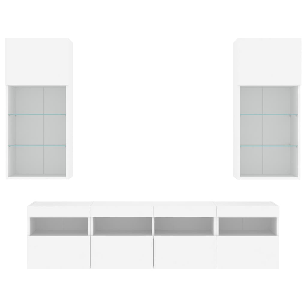 vidaXL 5 Piece TV Wall Units with LED White Engineered Wood