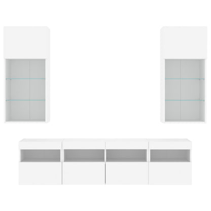 vidaXL 5 Piece TV Wall Units with LED White Engineered Wood