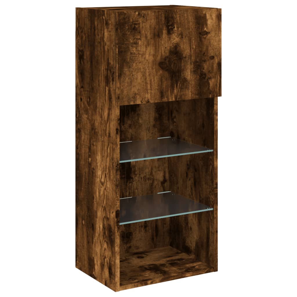 vidaXL 5 Piece TV Wall Units with LED Smoked Oak Engineered Wood