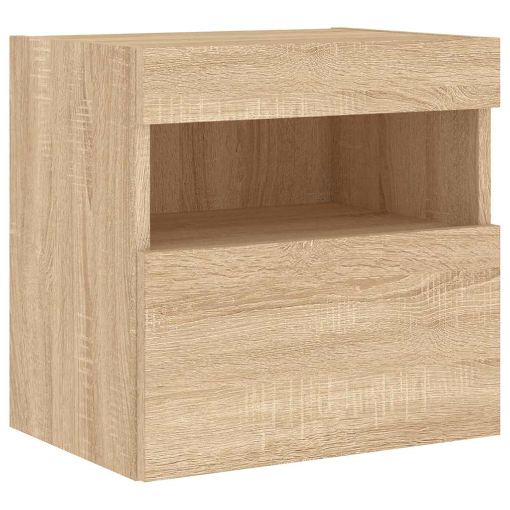 vidaXL 7 Piece TV Wall Cabinet Set with LED Lights Sonoma Oak