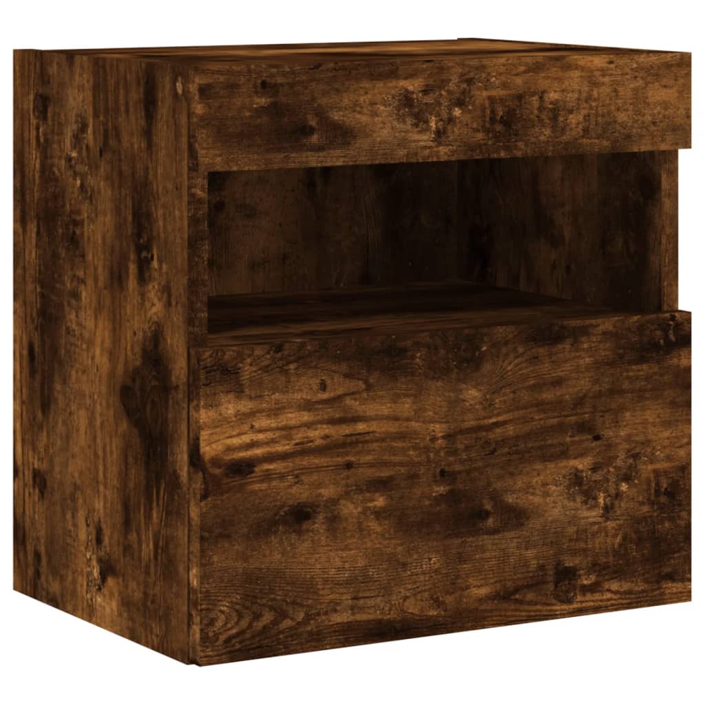vidaXL 7 Piece TV Wall Cabinet Set with LED Lights Smoked Oak