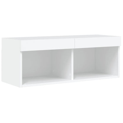 vidaXL 8 Piece TV Wall Cabinet Set with LED Lights White