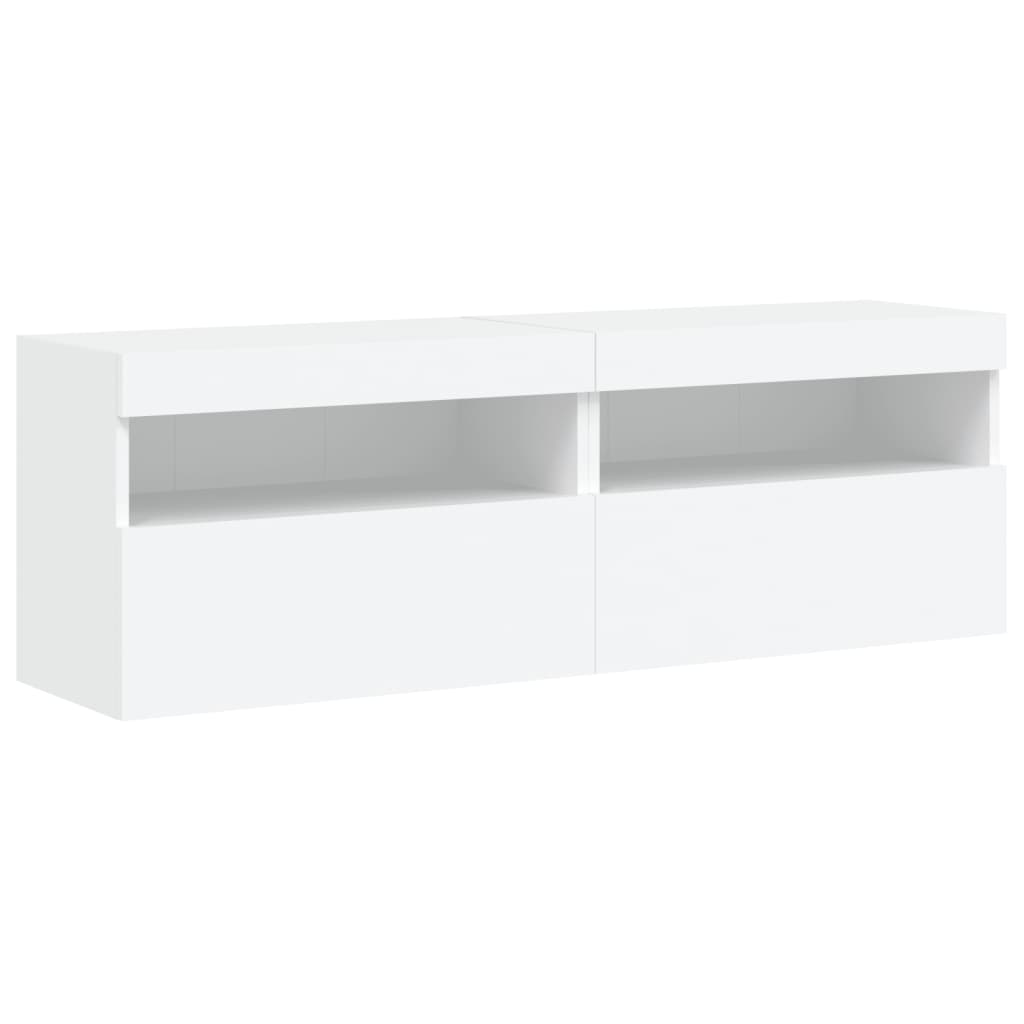 vidaXL 8 Piece TV Wall Cabinet Set with LED Lights White