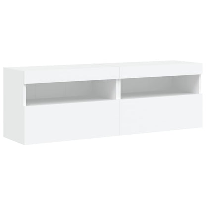 vidaXL 8 Piece TV Wall Cabinet Set with LED Lights White