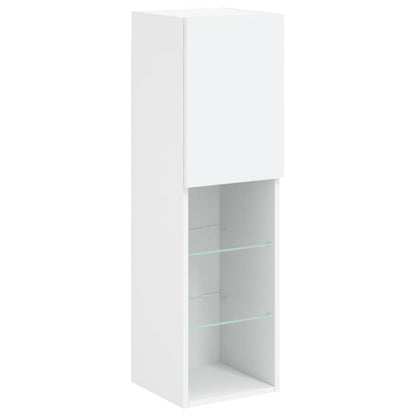 vidaXL 8 Piece TV Wall Cabinet Set with LED Lights White