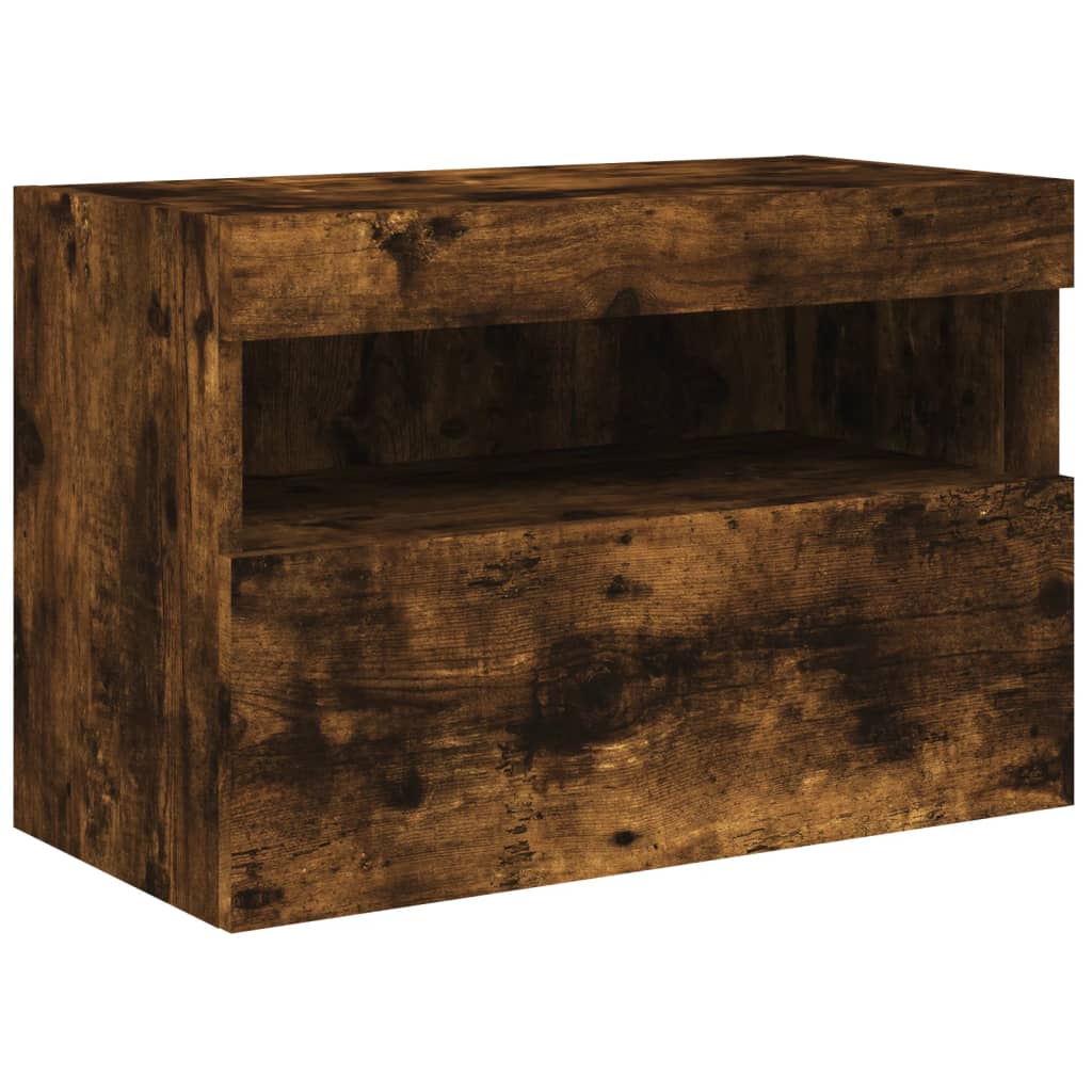 vidaXL 7 Piece TV Wall Cabinet Set with LED Lights Smoked Oak