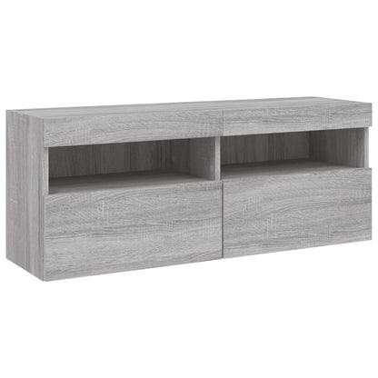 vidaXL 7 Piece TV Wall Cabinet Set with LED Lights Grey Sonoma