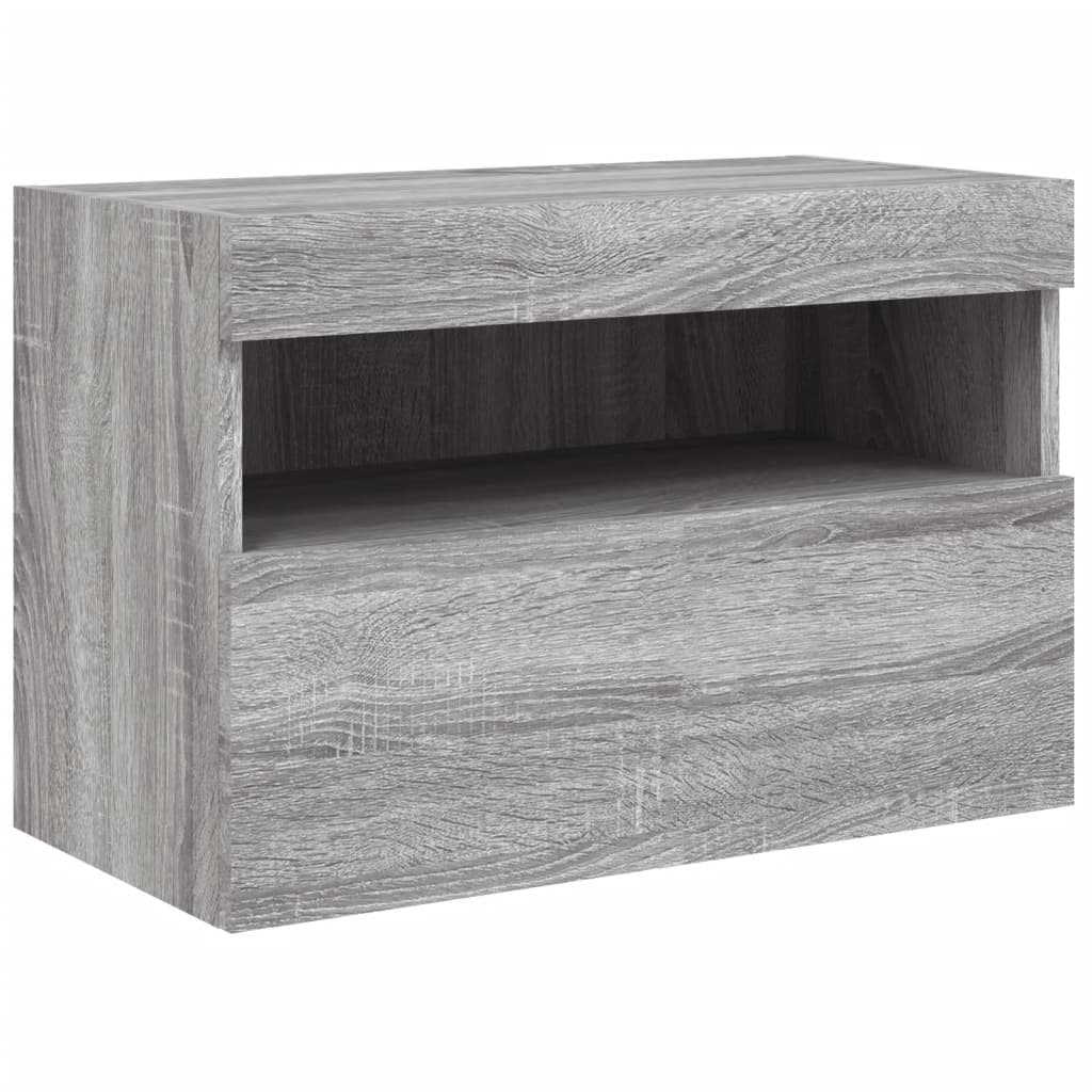 vidaXL 7 Piece TV Wall Cabinet Set with LED Lights Grey Sonoma