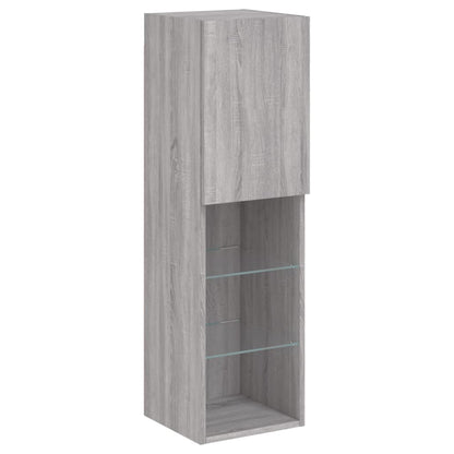 vidaXL 7 Piece TV Wall Cabinet Set with LED Lights Grey Sonoma