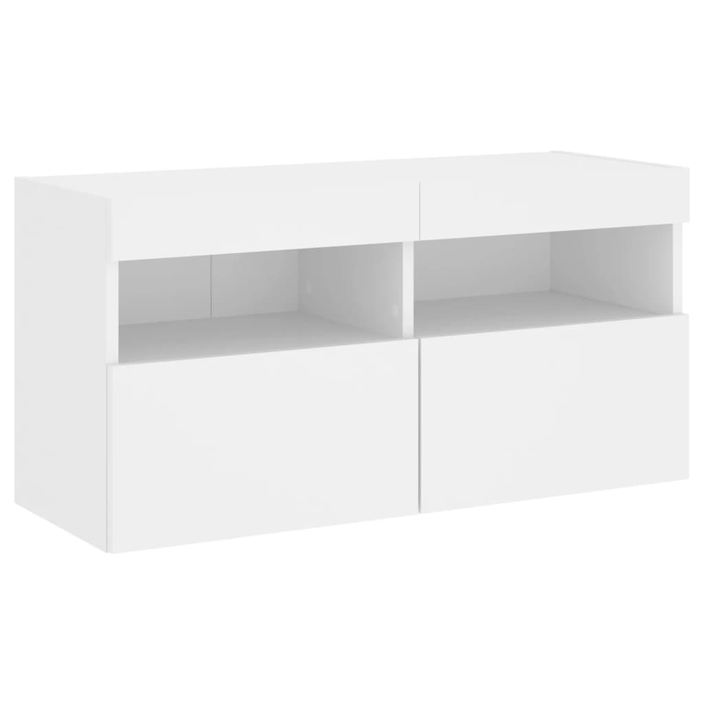 vidaXL 7 Piece TV Wall Cabinet Set with LED Lights White