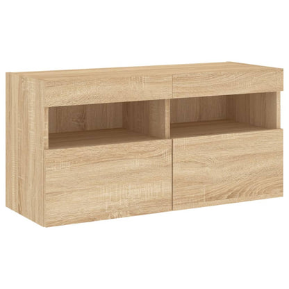 vidaXL 7 Piece TV Wall Cabinet Set with LED Lights Sonoma Oak