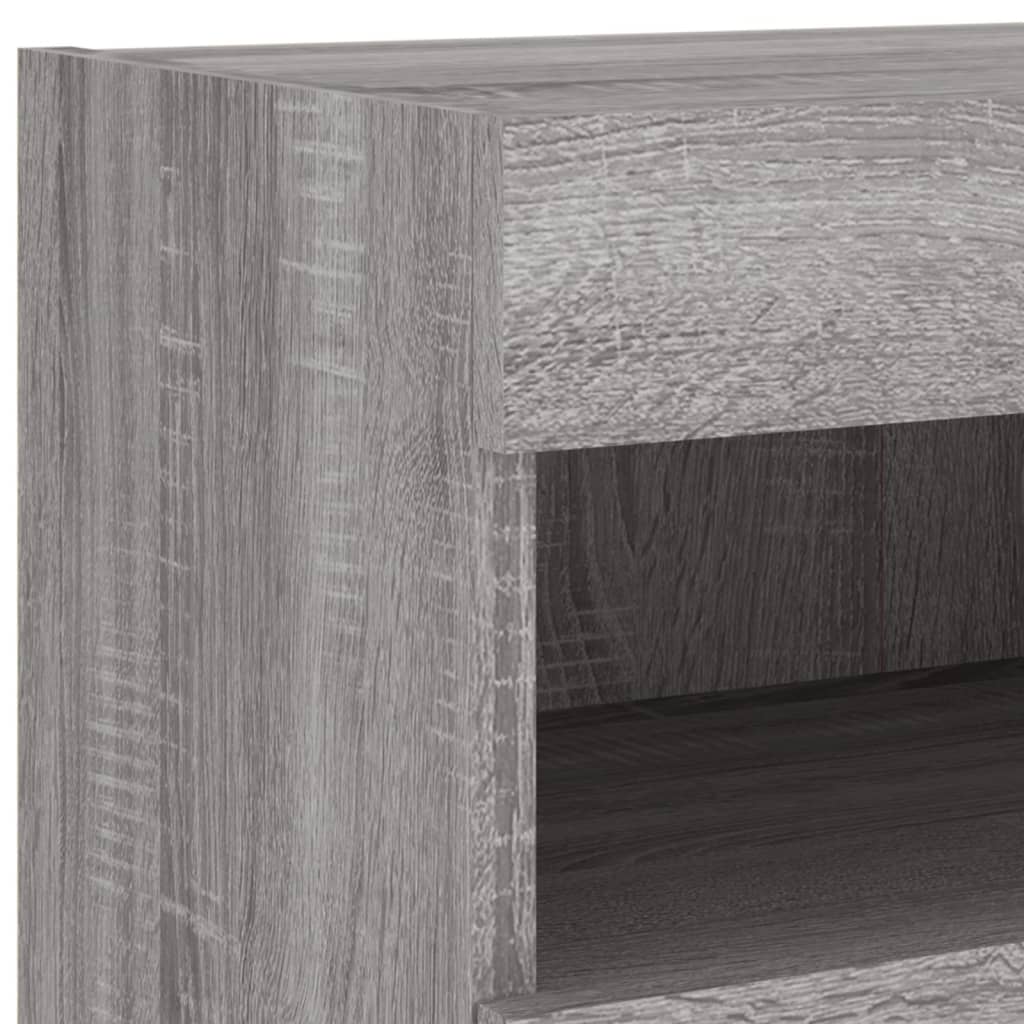 vidaXL 7 Piece TV Wall Cabinet Set with LED Lights Grey Sonoma