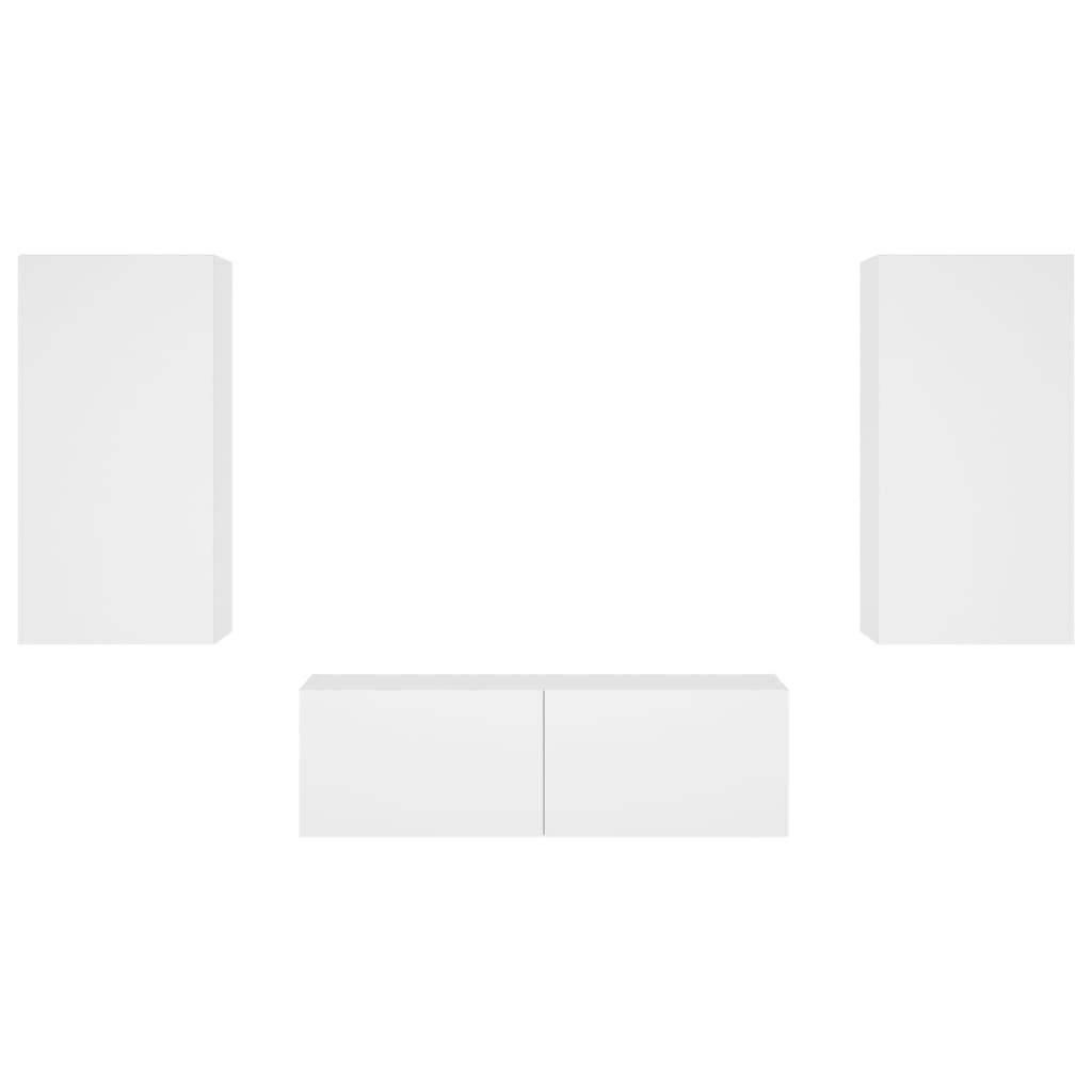 vidaXL 3 Piece TV Wall Cabinets with LED Lights White