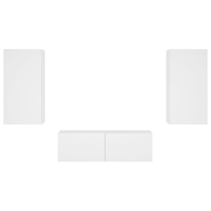 vidaXL 3 Piece TV Wall Cabinets with LED Lights White