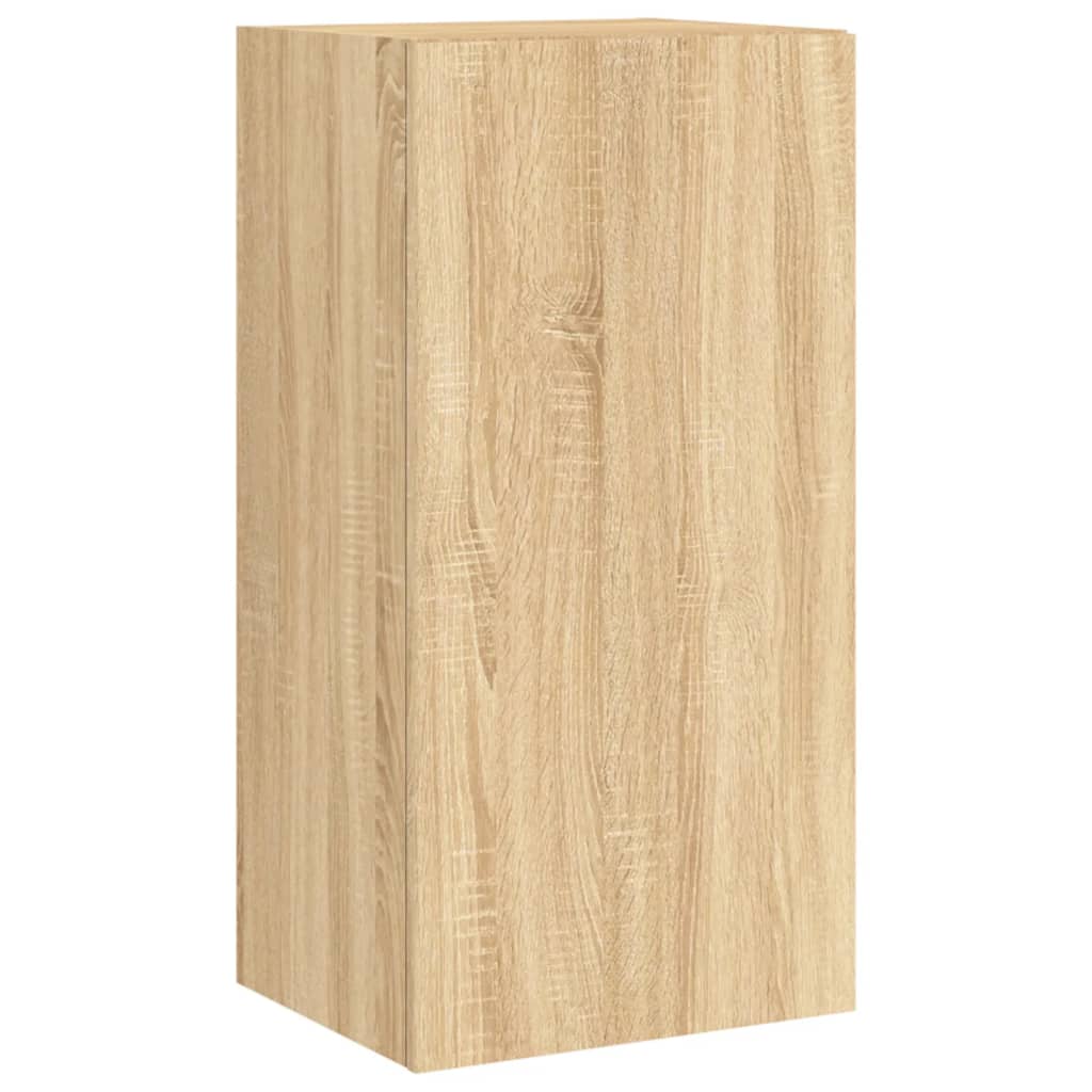 vidaXL 3 Piece TV Wall Cabinets with LED Lights Sonoma Oak