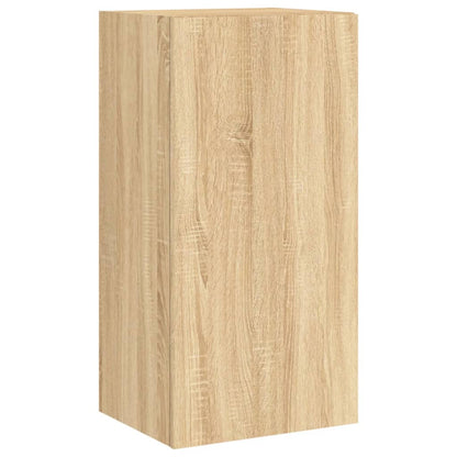 vidaXL 3 Piece TV Wall Cabinets with LED Lights Sonoma Oak