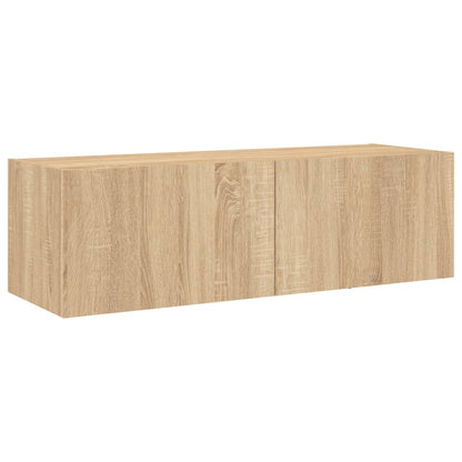 vidaXL 3 Piece TV Wall Cabinets with LED Lights Sonoma Oak