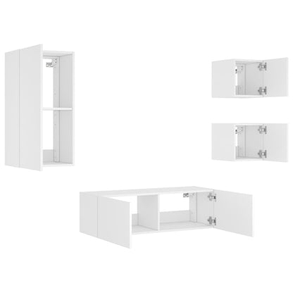 vidaXL 4 Piece TV Wall Cabinets with LED Lights White
