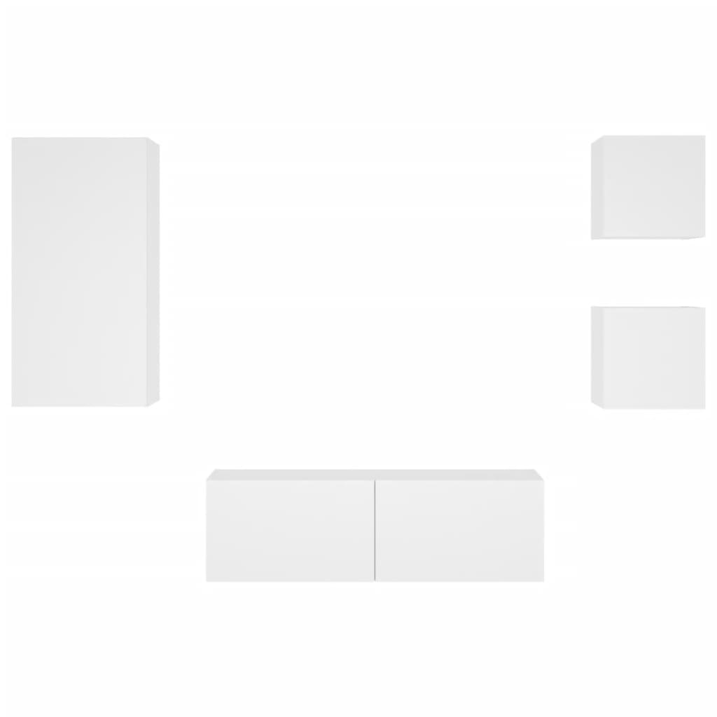 vidaXL 4 Piece TV Wall Cabinets with LED Lights White