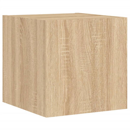 vidaXL 4 Piece TV Wall Cabinets with LED Lights Sonoma Oak