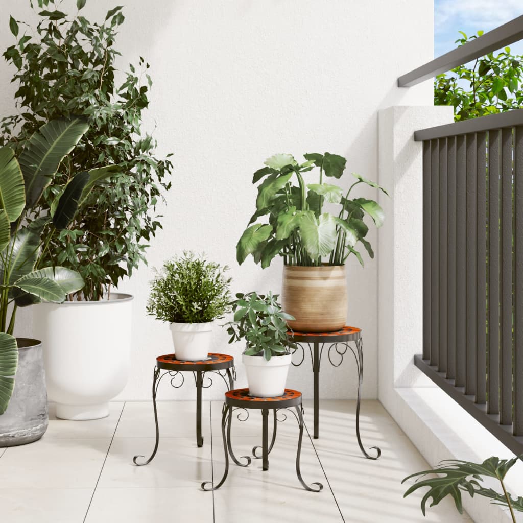 vidaXL Plant Stands 3 pcs Terracotta and White Ceramic