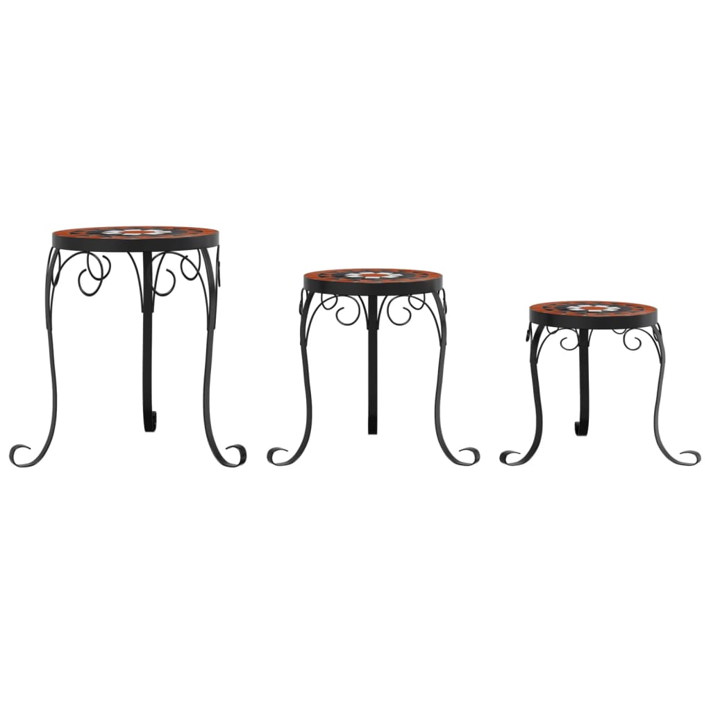 vidaXL Plant Stands 3 pcs Terracotta and White Ceramic