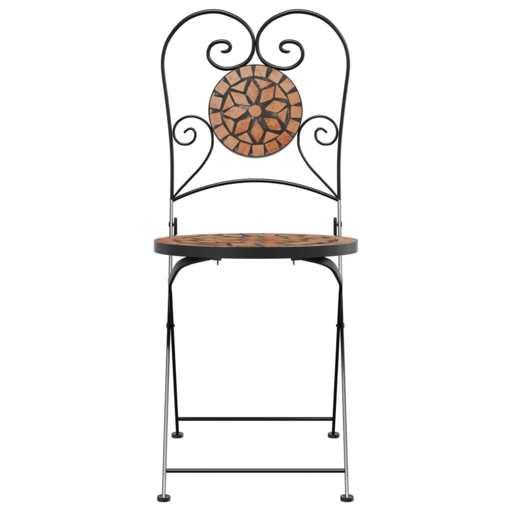 vidaXL Bistro Chairs Foldable 2 pcs Terracotta Ceramic