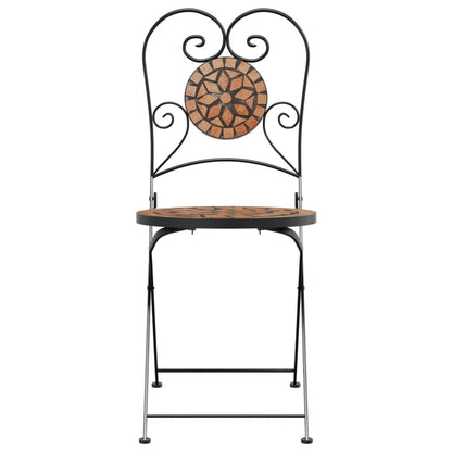 vidaXL Bistro Chairs Foldable 2 pcs Terracotta Ceramic