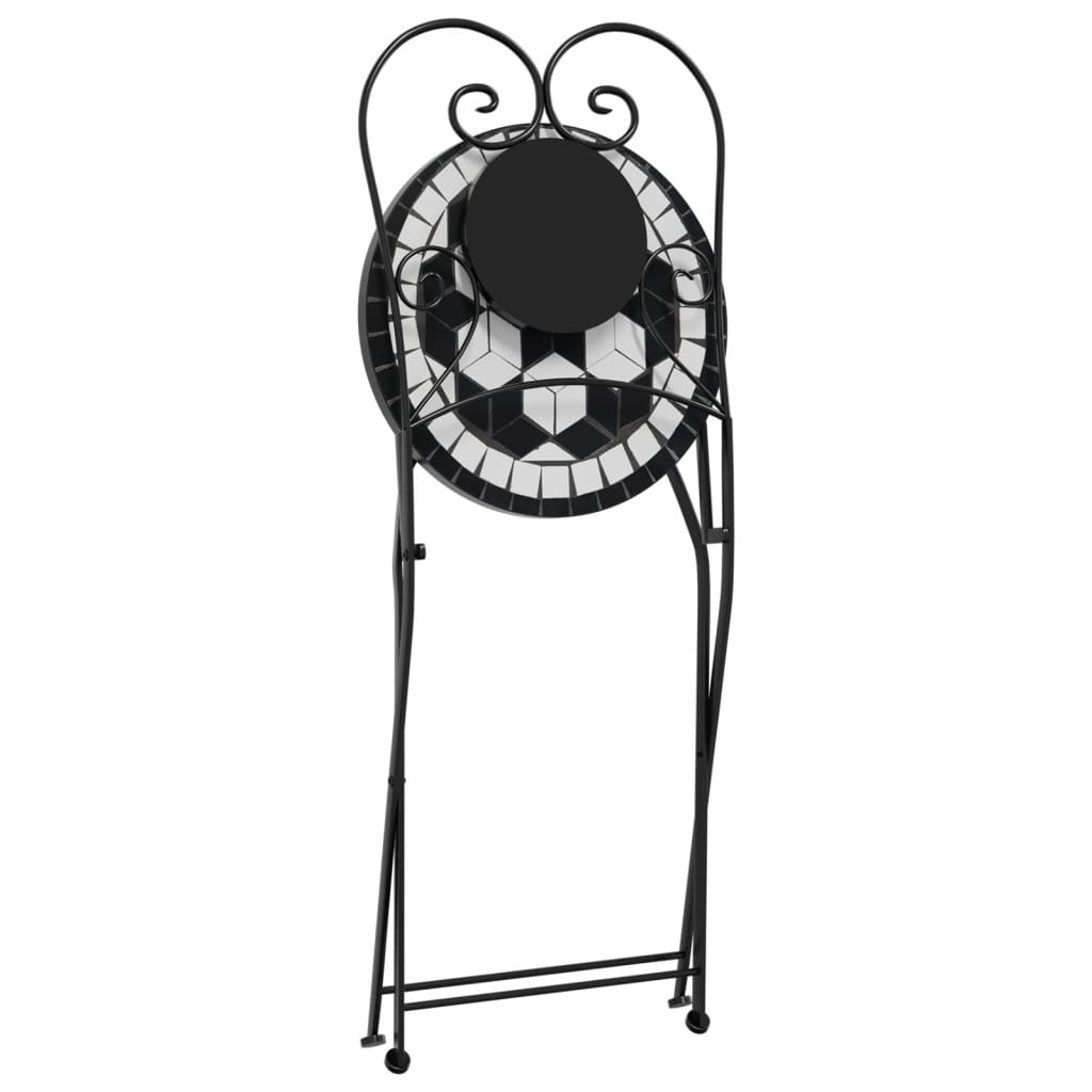 vidaXL Bistro Chairs Foldable 2 pcs Black and White Ceramic