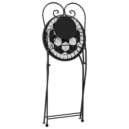 vidaXL Bistro Chairs Foldable 2 pcs Black and White Ceramic