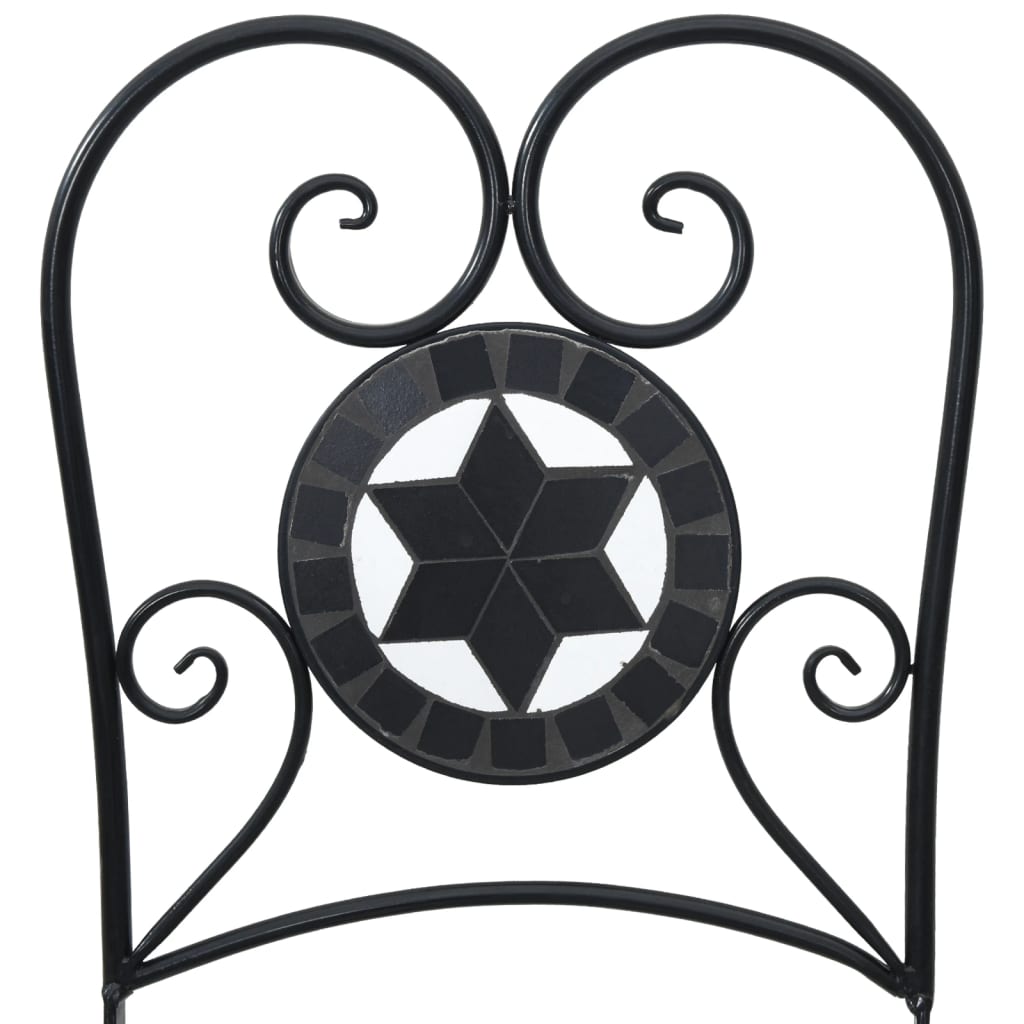 vidaXL Bistro Chairs Foldable 2 pcs Black and White Ceramic