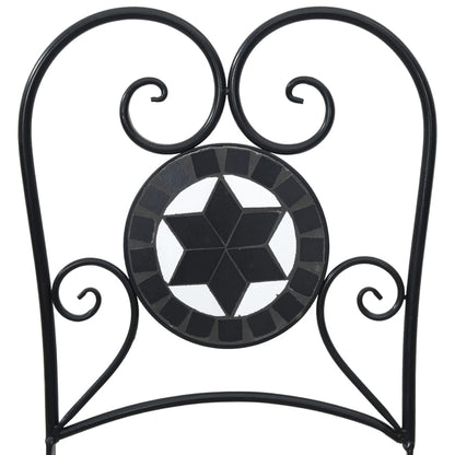 vidaXL Bistro Chairs Foldable 2 pcs Black and White Ceramic