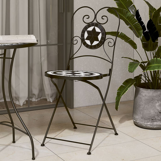 vidaXL Folding Chairs 2 pcs Black and White Ceramic